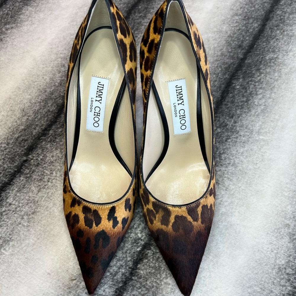 Jimmy Choo Love 85 mm Degrade Leopard Print Pony Hair Heels Pumps